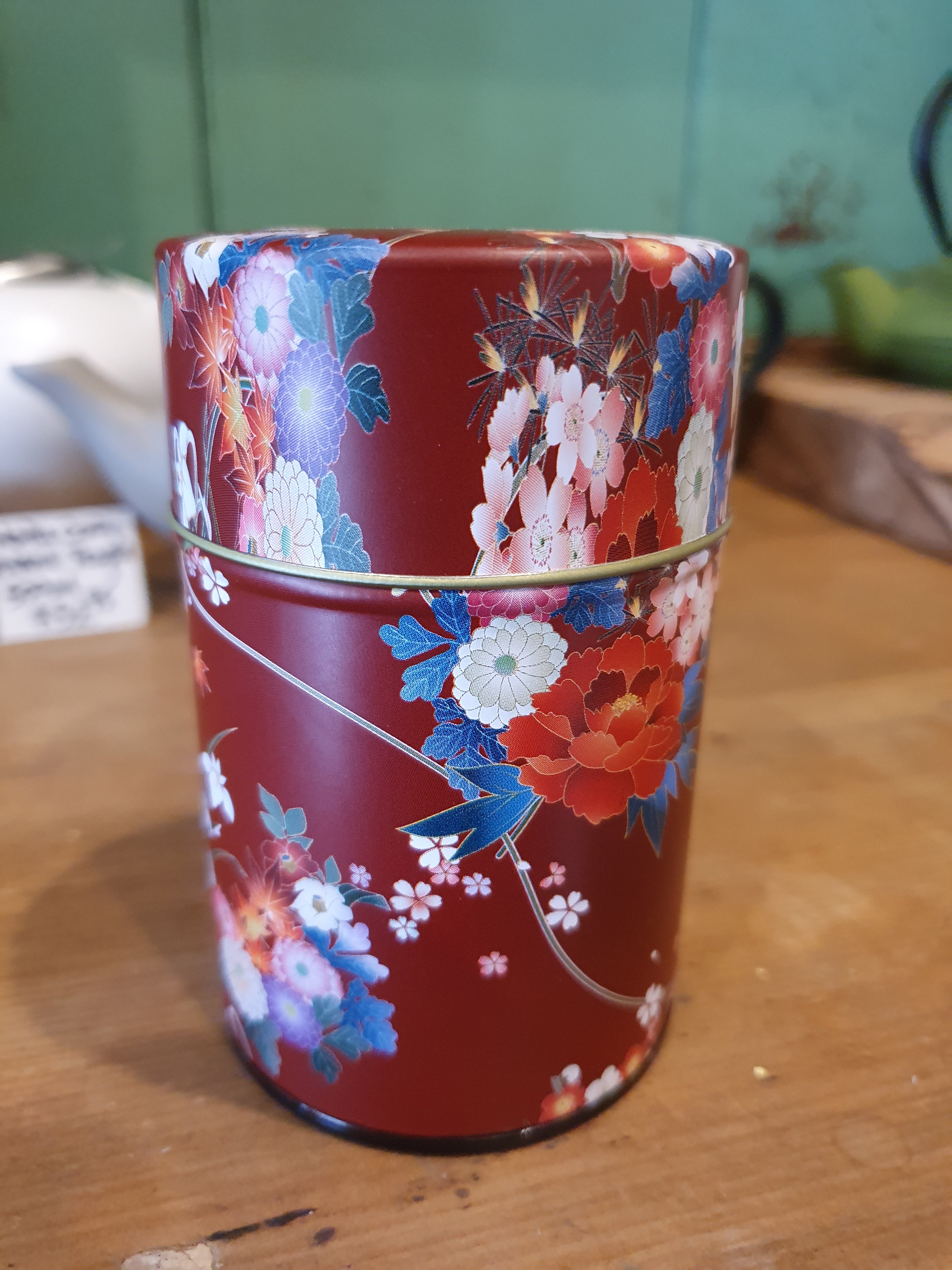 Japanese Tea Canister Saika Red